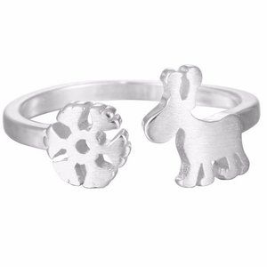 Reindeer & Snowflake 925 Stamped Adjustable Ring